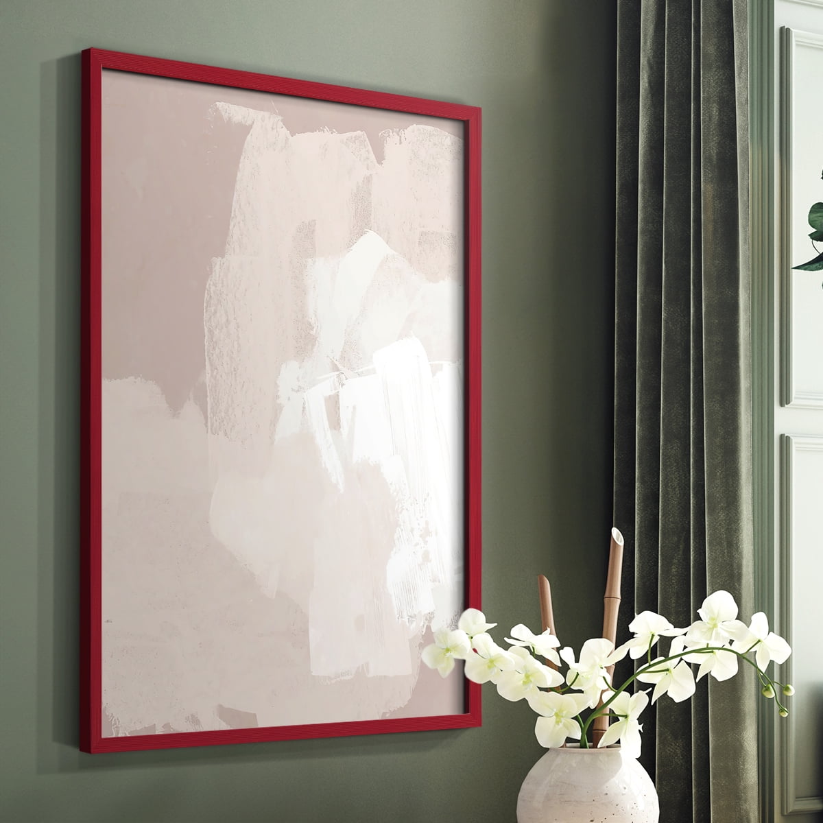 Cloud Slate II Framed Print in Red Solid Wood Framed Print No Nail Hanging