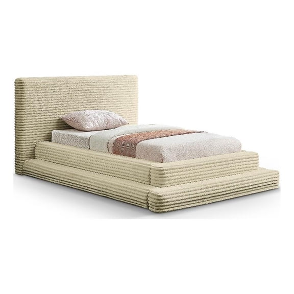 Meridian Furniture Drew Cream Corduroy Twin Bed