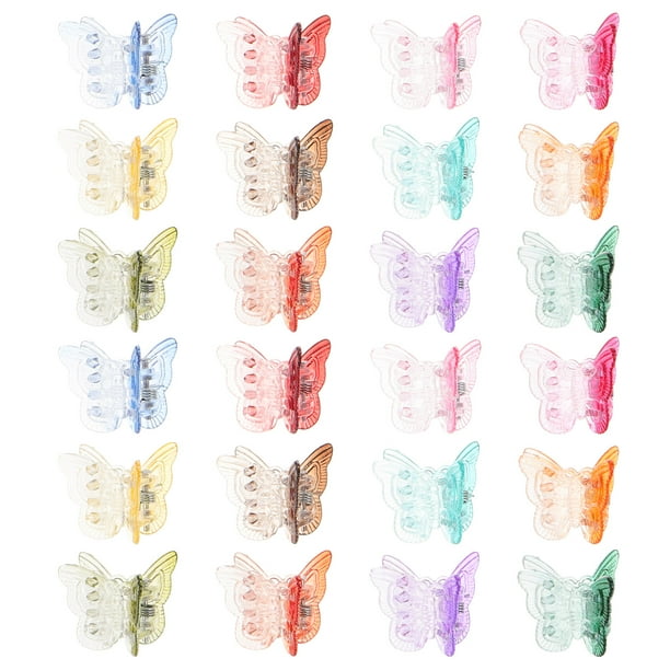 50 mini pinzas para el pelo con forma de mariposa, accesorios bonitos para niñas y mujeres, colores surtidos, ideales para el estilo de los años 90 Pinzas pequeñas y coloridas