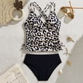 thumbnail image 2 of Nwiuh Girls' UPF 50+ Swim Bikini Bottom and Racerback Tankini Set (Black, 8-9 Years), 2 of 5