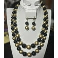 thumbnail image 3 of Clip on matte gold and black bead necklace and earring set, 3 of 4