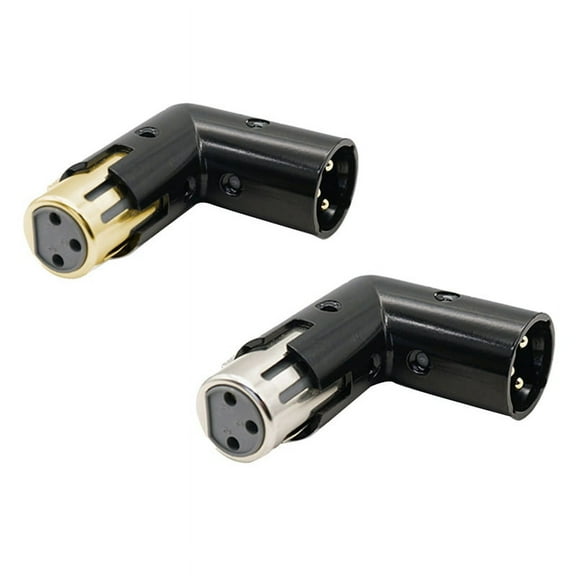 2PCS Audio Adapter Plug 3Pin XLR Angle Adjustable Male to Female Right (XLR 90 Degree Adapter)