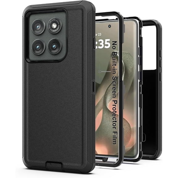 HCTian For Motorola Moto Edge 5G 2025 Case, Heavy Duty Protective Case with [3 in 1] Rugged Rubber Shockproof Protection Cover for Moto Edge 2025