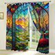 thumbnail image 1 of Waterproof curtain stained glass window digital printed curtain color mountain view 180x180CM, 1 of 1