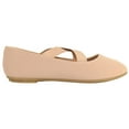 thumbnail image 3 of Forever Women Mary Jane Flats Elastic Cross Strap Round Toe Comfort Dress Ballet Shoes CLARE-33 Nude Beige Taupe Nubuck Suede 5, 3 of 5