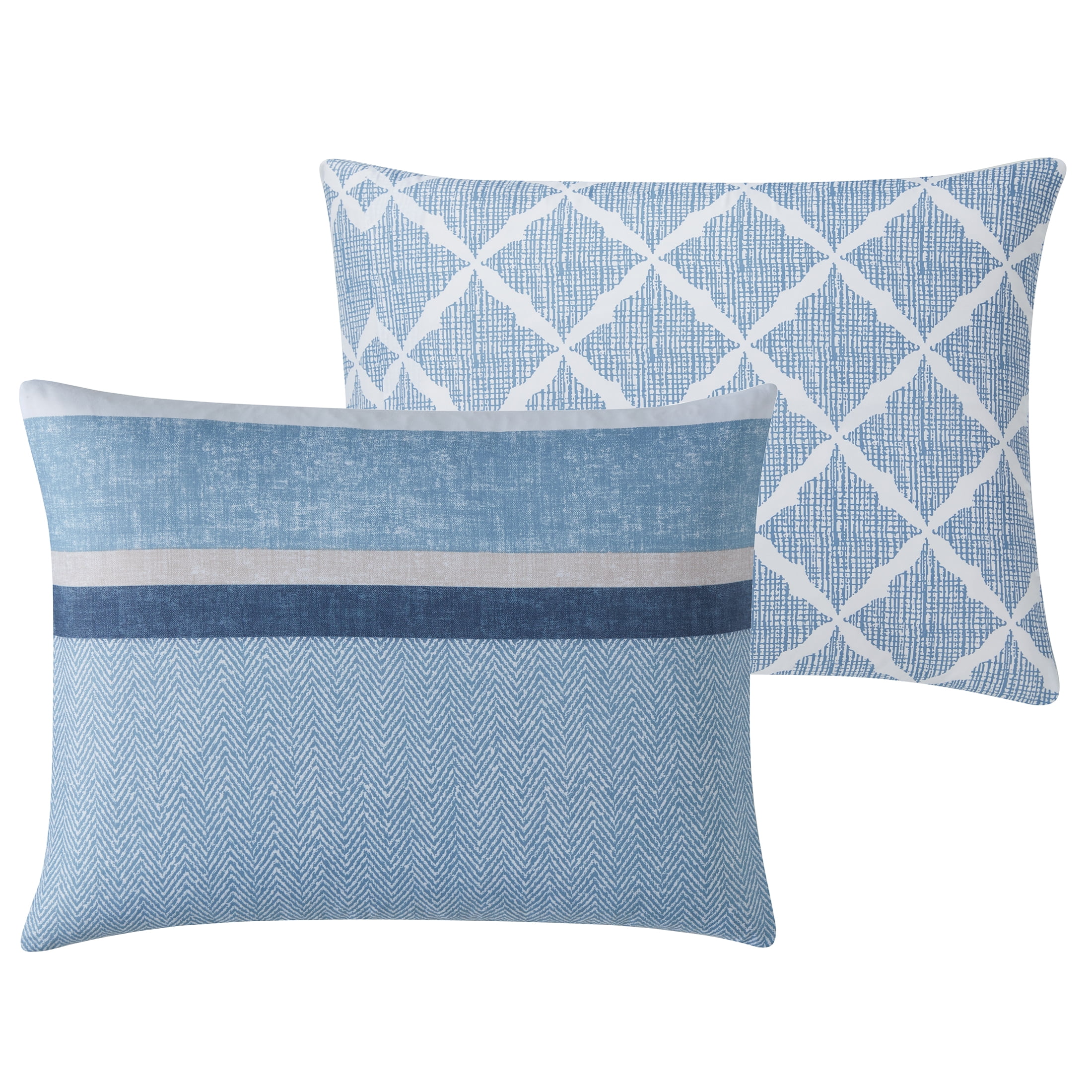 VCNY Home Stripe 9-Piece Blue/White Striped Polyester Bed in a Bag, Full