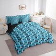thumbnail image 3 of Feelyou Blue Square Abstract Comforter Set 7pcs, Pixel Grid Miners Full Bedding Set, 3 of 8