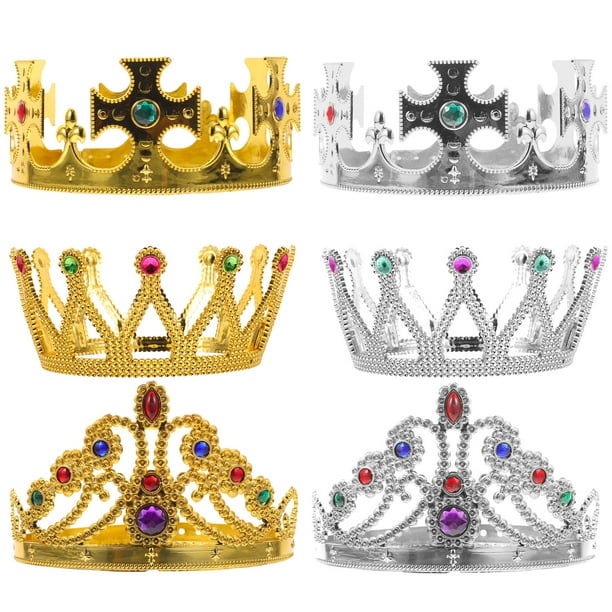 KAKOWELY 6 piezas de coronas de cumpleaños para reina y rey, para fiestas de cosplay, decoración para fiestas de cumpleaños