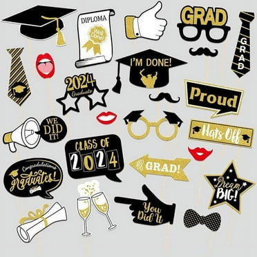 Sales Today Clearance! Gosuguu 25PCS Graduation Photography Props, Class of 2024 Party Decorations, Graduation Ceremony Photo Backdrops, Outdoor & Indoor Photography Accessories