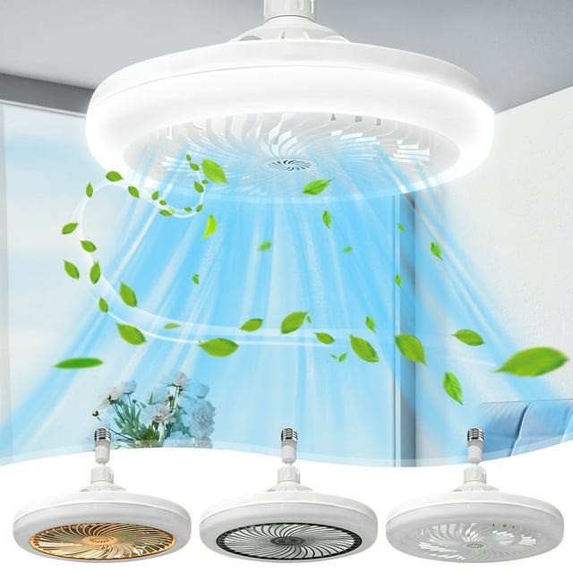 Jiaeri LED Aromatherapy Ceiling Fan Light with E27 Base,3-Speed Super Bright Fan Light Dimmable,Energy Saving Adjustable Color Temperature,Remote Controlled Study Bedroom Living Room Universal Head