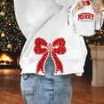 thumbnail image 1 of Chandails en Molleton de Noël pour Femmes avec Nœud Latéral Appliqué Chandail en Molleton Oversize Chandails en Molleton Col Rond Manches Longues Chandail Top Chandail en Molleton Sans Capuche pour Femmes, 1 of 5