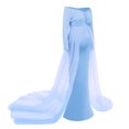 thumbnail image 3 of IBTOM CASTLE Pregnant Women Elegant Maternity Off Shoulders Half Circle Mermaid Chiffon Fitted Gown Slim Maxi Photography Dress L Sky Blue, 3 of 5