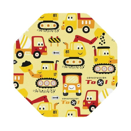 

Cauagu Funny Construction Vehicles for Round Coaster Drink Coasters Set of 4 Leather Bar Beer Beverage Cup Mat for Drinks for Tabletop Protection & Coffee Table Decor