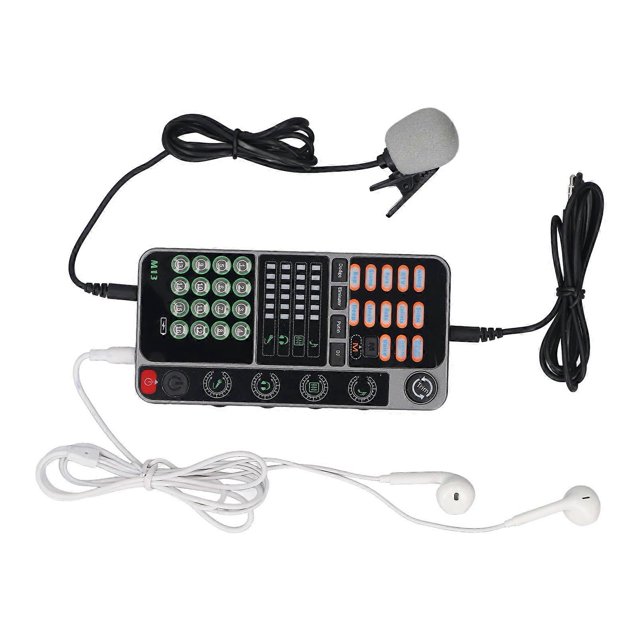 Voice Changer, Portable Sound Card with Bluetooth DJ Controller for Live Streaming, Singing, Video Games