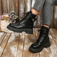 thumbnail image 4 of Women's Combat Boots Lace-up Platform Side Zipper Ankle Booties Platform Fall Winter Short Booties Backle, 4 of 7