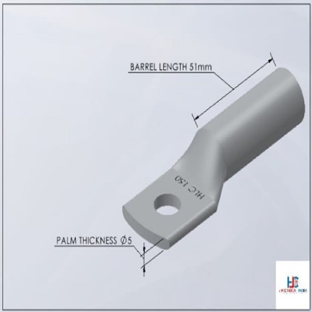 HLC Aluminum Lug | 150 mm² Wire Connector | Stud Hole | Heavy Duty Electrical Cable Lug | Crimp Type pack of 6