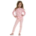 thumbnail image 3 of Cudlie Girls’ 4-Piece Pajama Set – Long Sleeve Cotton Blend Sleepwear, 2 Tops and 2 Pants, Fun Prints – Happy Hearts– Size 24 Months, 3 of 9