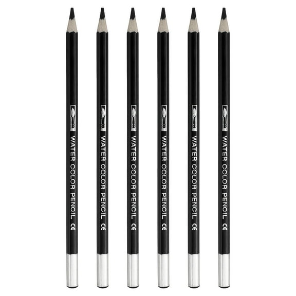 Uxcell Watercolor Pencil for Blending, Coloring, Sketch Drawing, Painting, 6Pcs, Black