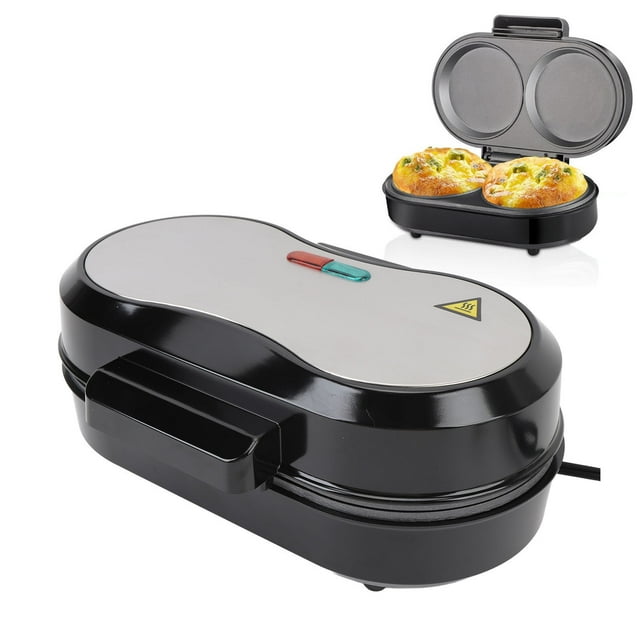 Machine à Crêpes Électrique Ronde, Machine à Griller Double Mini Antiadhésive avec Poignée Tactile Sécurisée, Technologie de Chauffage Rapide pour le Petit-Déjeuner, les Collations de Déjeuner, ABS, Aluminium, Acier Inoxydable
