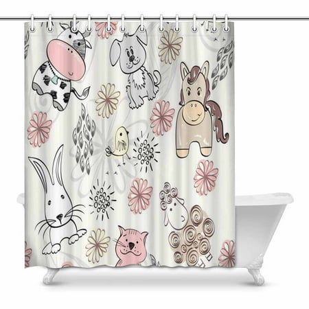 Mkhert Cute Cats Hourse Sheep Bathroom Shower Curtain 60x72 Inch Mkhert Cute Cats Hourse Sheep Bathroom Shower Curtain 60x72 Inch Com
