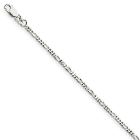 925 Sterling Silver 2.25mm Link Figaro Chain Anklet Ankle Beach Bracelet 7 Inch :