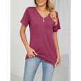 thumbnail image 7 of Cuteduck Women's Short Sleeve V-Neck T-Shirt – Button Front, Loose Fit Solid Color Soft Summer Top – Casual Everyday Essential S-2X, 7 of 7