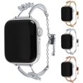 thumbnail image 5 of Sleektime Metal Bracelet Band for Apple Watch 42mm 44mm 45mm 46mm 49mm, Elegant Diamond Flower Design, Waterproof Breathable Adjustable Fashion Strap Compatible with iWatch Series,Silver, 5 of 7
