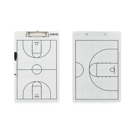 Euro Reversible Board - GOGO Basketball Coach's Reversible Dry Erase Board, Easy-wiped Erasable Clipboard-Basketball