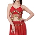 thumbnail image 2 of Kctiaxy Womens Summer Tops with Built in Bra Spaghetti Strap Fringe Sparkly Tank Top Sleeveless V-Neck Belly Crop Blouse Dance Performance, 2 of 8