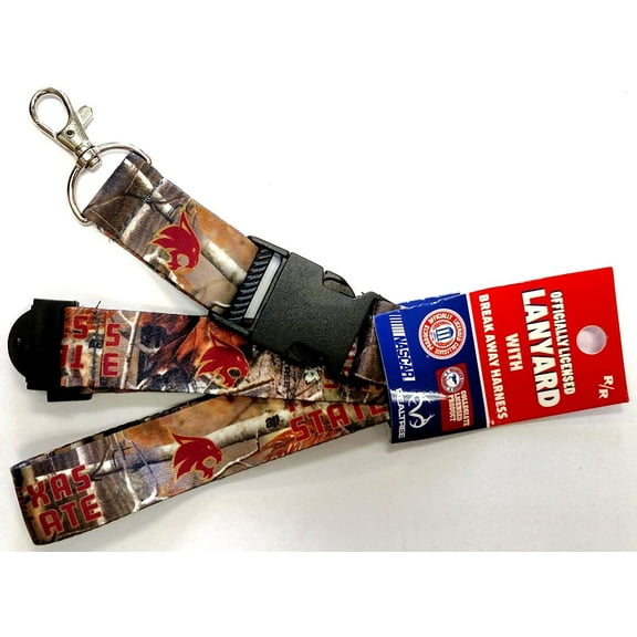 Texas State University Bobcats Camo Lanyard Keychain Double Sided Breakaway Safety Design Adult 18 Inch