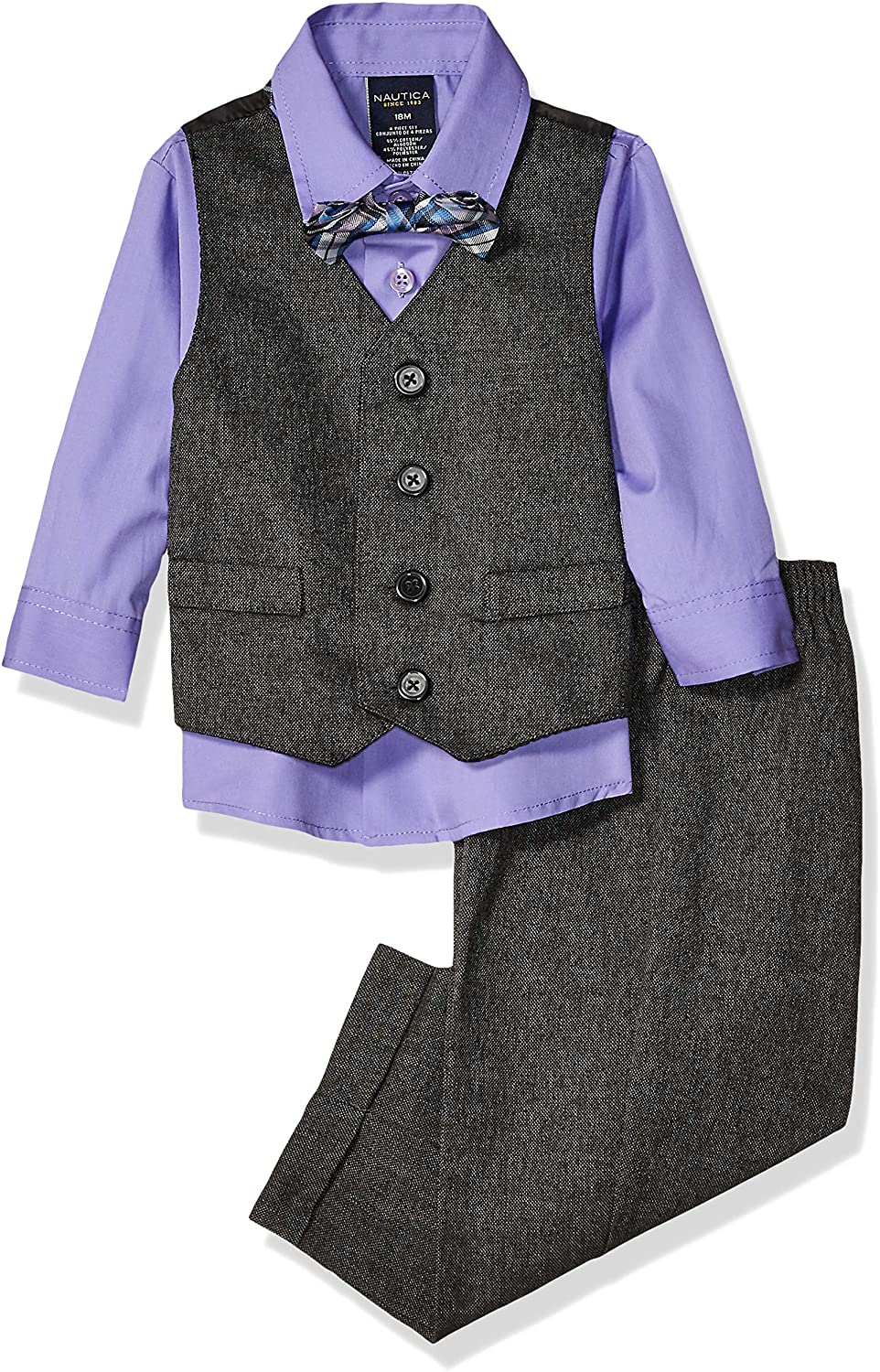 Baby Boys 4Piece Set with Dress Shirts, Vests, Pants, and Bow Ties