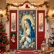 thumbnail image 1 of Bandera navideña para puerta | Decoración navideña de poliéster de 180 x 90 cm | Tema religioso: Salvador, María, los Tres Reyes Magos y el Ángel | Decoración para fotos de fiestas en interiores y, 1 of 6