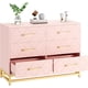 thumbnail image 3 of Moderno 6-cajón cómoda dormitorio & sala de estar: blanca o rosa, gold handles, waterproof mdf, smooth glide cajones, tapered metal legs - ideal mesa de TV & hallway almacenamiento organizer, 3 of 6