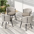 thumbnail image 3 of JERFIT Outdoor Patio Chairs Set of 2 with Cushions, Beige Rope & Metal Frame, Weather-Resistant Dining Chairs for Garden, Poolside, Deck, Porch, 3 of 10