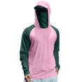 thumbnail image 4 of Men's UPF 50+ Hooded Sun Shirt, Lightweight Long Sleeve Fishing Shirt with Hood, Quick-Dry Rash Guard Sun Protective Shirt for Hiking, Beach, and Outdoor Activities Pink L, 4 of 6