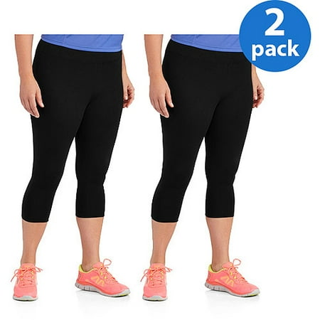 Danskin Now Women;s Plus-Size Dri-More Capri Core Leggings 2pk Value Bundle