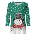thumbnail image 3 of Women's Christmas Snowman Printed Round Neck Three Quarter Sleeve Casual T Shirt Top Short Sleeve Athletic Shirt Womens Athletic Tee Shirts Short Sleeve for Women Casual Womens Tee Shirts Short Sleeve, 3 of 3