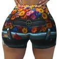 thumbnail image 2 of Balery Flower Covered Vintage Car Printed Workout Shorts for Women Seamless Scrunch Short Gym Yoga Running Sport Active Exercise Fitness Shorts-XX-Large, 2 of 8