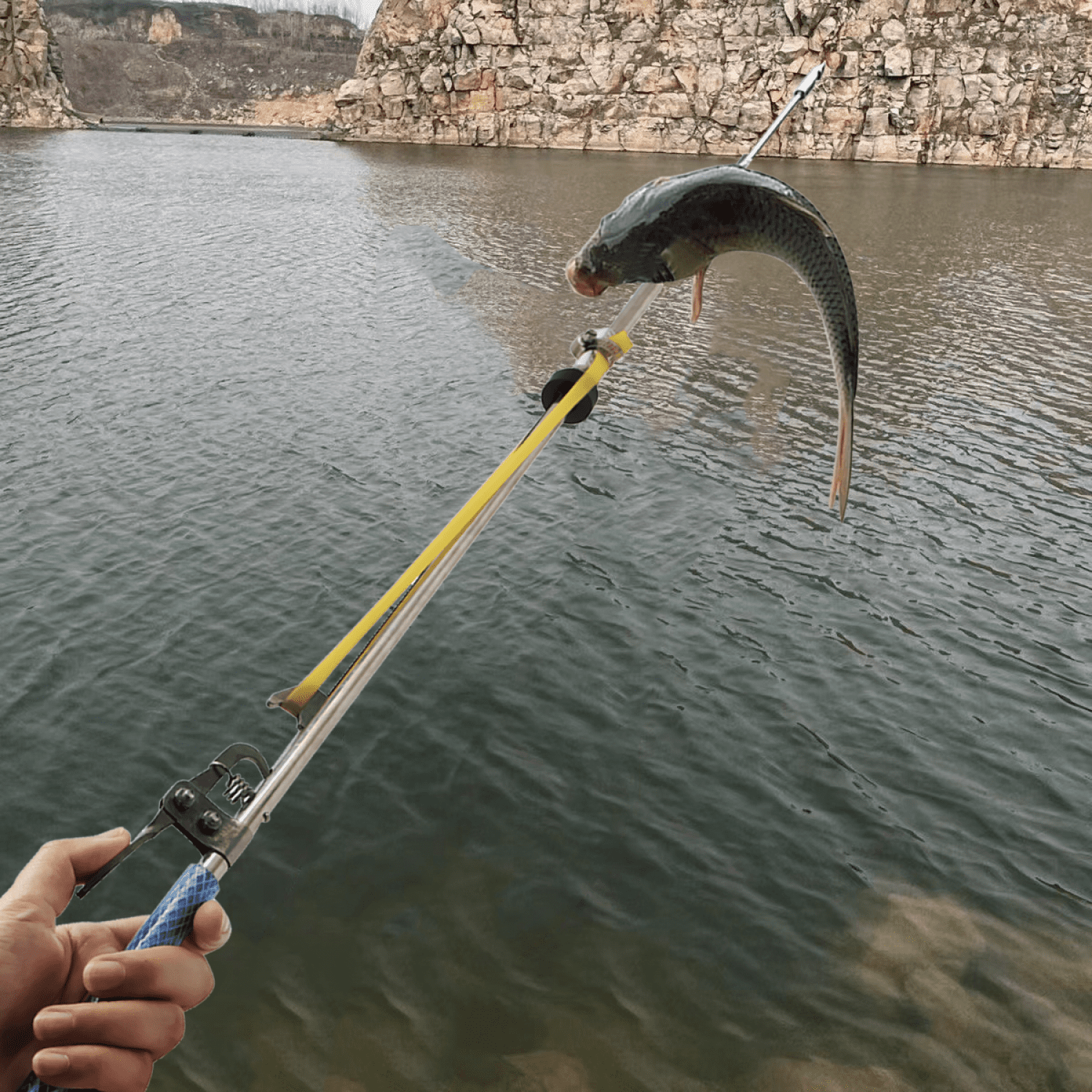 Piaoyu Telescopic Stainless Steel Fishing Fork with Spear Hook, Heavy Duty Frog Flounder Gig for Ice Fishing Saltwater Sea