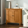 thumbnail image 4 of Simpli Home Amherst 32 inch Wide Solid Wood Transitional Low Storage Cabinet in Light Golden Brown, 4 of 11