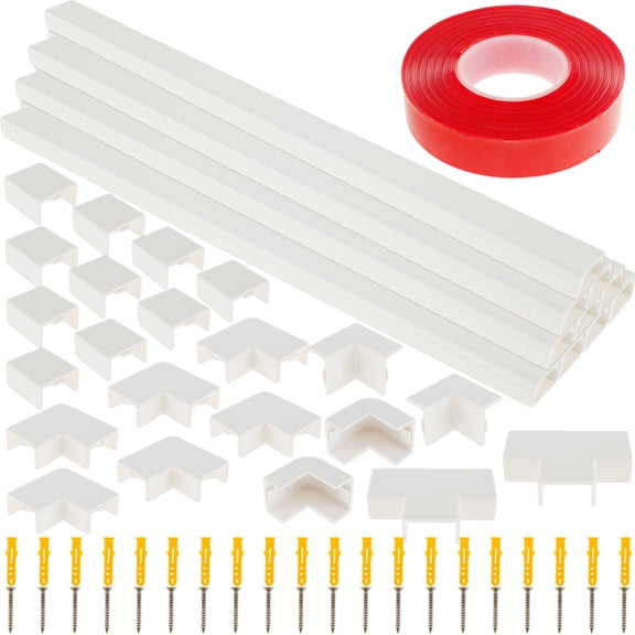 Cord Cover Raceway Kit Plastic Cable Cover Wall Channel Cable Management Wall Hider Wall Mounted Cable Concealer Cover Durable Mini Wire Cover for Office Home