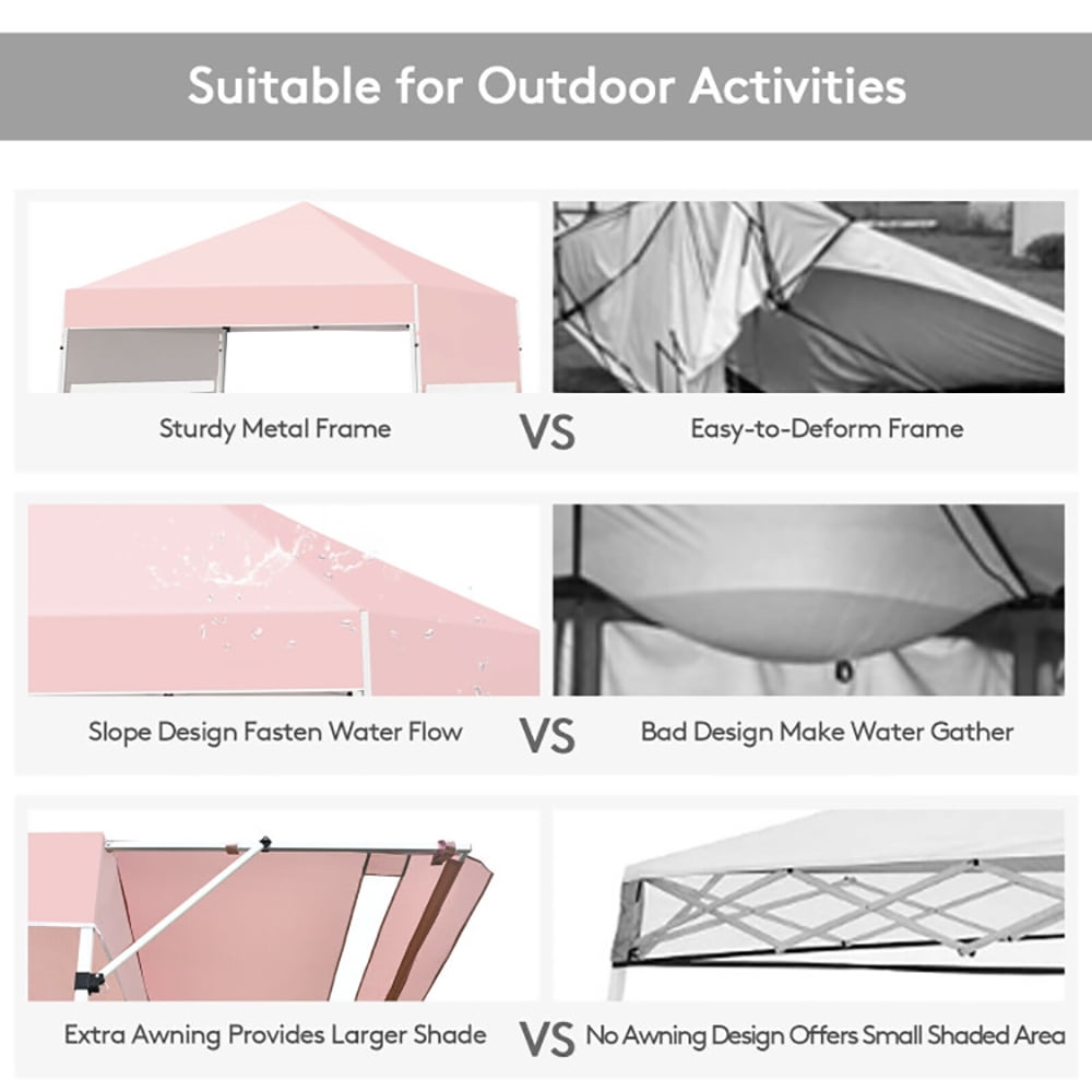 Aimee Lii 17 Feet x 10 Feet Foldable Pop Up Canopy with Adjustable Instant Sun Shelter, Backyard Canopy Gazebo, Pink