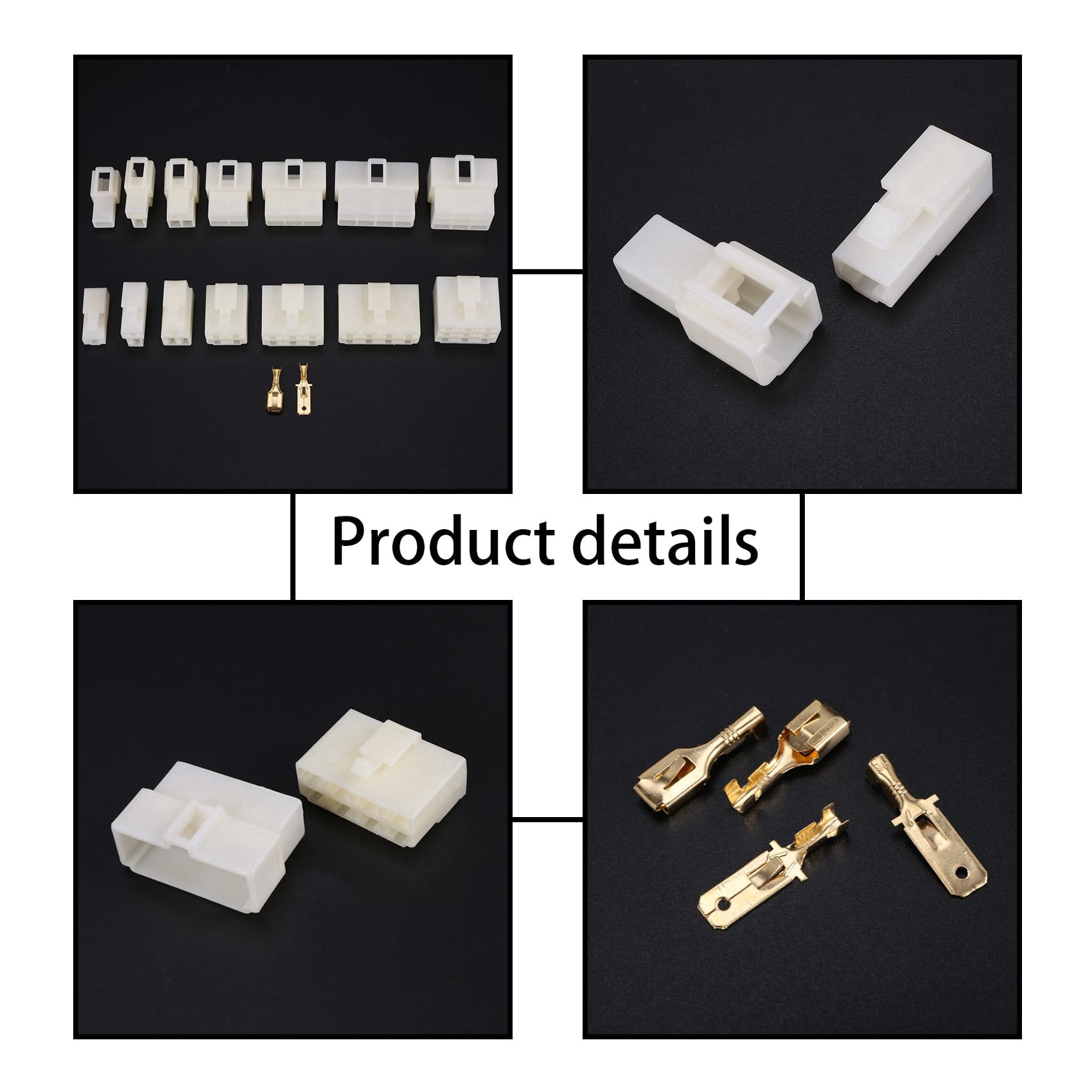 400Pcs 6.3mm 1 2 3 4 6 8 9 Pin Header Crimp Wire Terminals Kit