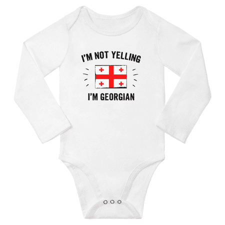 

I m Not Yelling I m Georgian! Baby Long Sleeve Romper Bodysuit (White 18 Months)