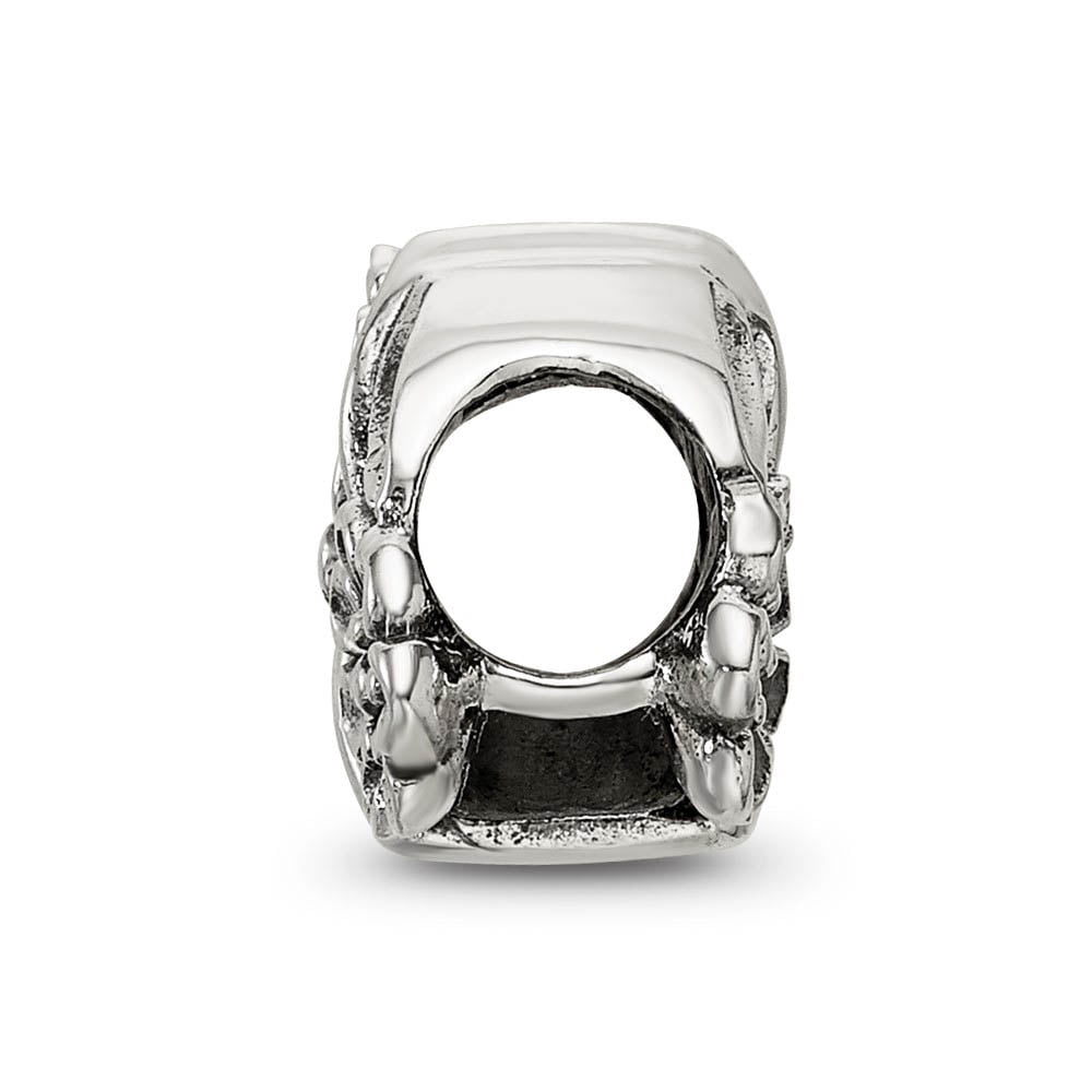 The Black Bow Sterling Silver Antiqued Double Flower Bead Charm