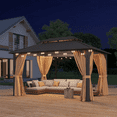 thumbnail image 2 of Clouddwell 10' x 14' Gazebo for Patio, Gazebo Pergola with Sloped Roof, Large Wall-Mounted Heavy Duty Awnings, for Deck, Patio and Backyard,Brown, 2 of 8