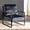 Black + Velvet, variant on Classic Mid Century Modern Accent Chair with Durable Square Metal Frame, Armchair for Living Room, Bedroom, Home Office in Spotted Microfiber Upholstery, Yellow Brown On-Site   RR