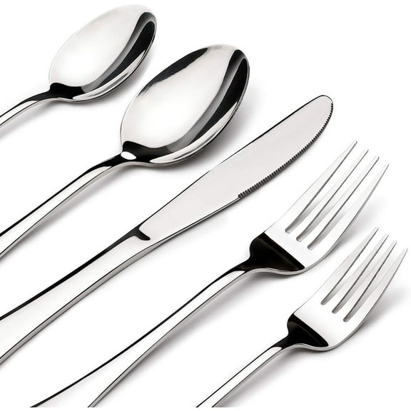 Silverware Set for 8, 45 Piece Stainless Steel Flatware Cutlery Fork and Spoon Set with Serving Utensils Set, Dishwasher Safe, Gift Package for Wedding Housewarming