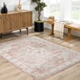 thumbnail image 4 of Hauteloom Kandos Distressed Faded Traditional Oriental Style Living Room Area Rug - Vintage Medallion Farmhouse Style - Bohemian Carpet - Pale Pink, Peach, Cream, Blush - 7'10" Square, 4 of 12