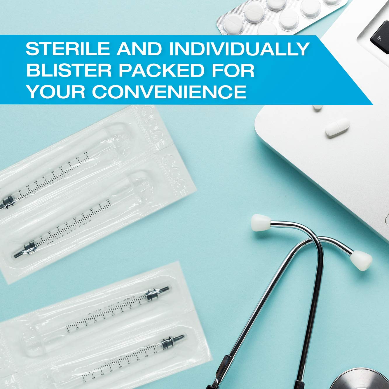 1ml Syringe Without Needle Luer Lock 100 Pack by Tilcare - Sterile Plastic Medicine Droppers for Children, Pets or Adults  Latex-Free Oral Medication Dispenser - Syringes for Glue and Epoxy